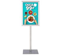 RELAX4LIFE Stand Espositore da Terra per Poster con Cornice a3/a4 in Plexiglass, Altezza Regolabile e Basa Quadrata Girevole a 360° (A3-1 PEZZO,ARGENTO)