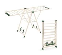 RELAX4LIFE Stendibiancheria Pieghevole in Metallo con Ali Regolabili in Altezza, Stendino a 2 Livelli per Asciugatura, con Mollette per Calzini e Portascarpe, Max 40KG (Beige, 184x56x99-168cm)