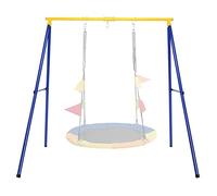 RELAX4LIFE Struttura per Altalena Singola, Telaio di Ferro Stabile e Durevole, a Forma di A con 200 kg, 194 x 184 x 180 cm (Solo Telaio-Giallo/Blu)