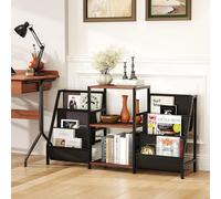 RELAX4LIFE Supporto per Giradischi, Porta Giradischi Vinili a 3 Ripiani e 6 Tasche, Fino a 200 Album, Mobiletto Multiuso Espositore per Ufficio, Soggiorno,125 x 30 x 69 cm (Marrone)