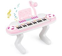 RELAX4LIFE Tastiera Musicale Bambini con Microfono, Pianoforte Giocattolo Elettronico con 37 Tasti per Bimbi, con Funzioni di Registrazione e Riproduzione, Diversi Suoni di Strumenti Musicali (Rosa)