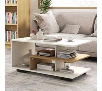 RELAX4LIFE Tavolino da Caffè Geometrico, Tavolino Rettangolare a 3 Livelli, Tavolino Centrale Moderno in Legno per Soggiorno, Sala di Ricevimento (BIANCO)