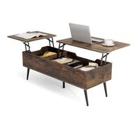 RELAX4LIFE Tavolino da Caffè Sollevabile con Portaoggetti, Tavolino Salotto, con Piano a Doppia Alzata e Scomparti Nascosti, 5 Gambe in Metallo, 111×48×40-54cm, per Soggiorno, Max 75kg (Marrone)