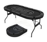 RELAX4LIFE Tavolo da Poker Pieghevole per 8 Giocatori, Tavolo da Texas Holdem Portatile con Fascia Imbottita, Supporti per Bicchieri in Metallo Profondi, Superficie in Feltro di Grado Casinò (Nero)
