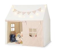 RELAX4LIFE Tenda da Gioco per Bambini con 10 Luci Stellari Luminose, 2 Finestre e Tappetino Imbottito, Ideale per Bambini 3-8 Anni, 125x100x127 cm (BEIGE)