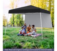 RELAX4LIFE Tenda Pop-up a Gazebo 3 x 3 M con 1 Parete Laterale, Montaggio Facile, Tenda Pieghevole con Zaino e 4 Picchetti, Portatile per Esterni per Feste, Eventi, Campeggio, Picnic (NERO)