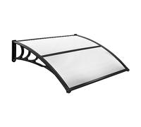 RELAX4LIFE Tettoia per Esterno, Pensilina Tettoia Impermeabile, in Alluminio per Terrazza, Balcone, Patio (Trasparente+nero+nero, 122 x 99 cm)