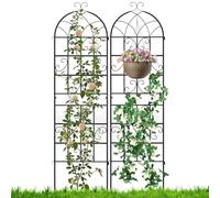 RELAX4LIFE Traliccio per Rampicanti da 2/4 Pezzi, Pannelli di Recinzione Decorativi da Giardino, Grigliato per Piante Rampicanti (180 x 50 cm,Nero | 2Pcs)