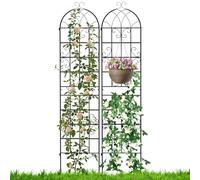 RELAX4LIFE Traliccio per Rampicanti da 2/4 Pezzi, Pannelli di Recinzione Decorativi da Giardino, Grigliato per Piante Rampicanti (220 x 50 cm,Nero | 2Pcs)