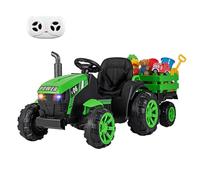 RELAX4LIFE Trattore Elettrico per Bambini 24V con Rimorchio, con Telecomando, Luci LED, con Musica e Funzioni USB, Veicolo Elettrico per Bambini dai 3 Anni, Verde