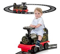 RELAX4LIFE Treno Giocattolo, con Binario, Trenino Elettrico Cavalcabile per Bambini, Funzione Musicale, Luci, Pedali Retrattili, Treno Regalo, Adatto a Bambini da 2+ Anni(nero) (ROSSO)