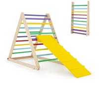 RELAX4LIFE Triangolo da Arrampicata con Scivolo per Bambini, Scala Pieghevole per Arrampicarsi in Legno, Triangolo Stabile, Giocatoli Montessori per Bambini 1+ Anni (Colorato)