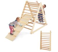 RELAX4LIFE Triangolo da Arrampicata con Scivolo per Bambini, Scala Pieghevole per Arrampicarsi in Legno, Triangolo Stabile, Giocatoli Montessori per Bambini 1+ Anni (Naturale)