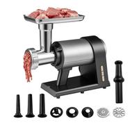 RELAX4LIFE Tritacarne Elettrico 2000 W in Alluminio, con Dischi per Macinare, Accessori per Kubbe e Salsicce, 1,8 KG/MIN, per Uso Domestico, Ideale per Carne, Salsicce e Salumi