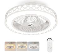 RELAX4LIFE Ventilatore da Soffitto con Luce e Telecomando, Φ49cm, Luminosità e Colore Regolabili, Timer, Plafoniera con Ventilatore per Camera da Letto e Soggiorno