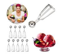 10 Porzionatori per Gelato, in Acciaio Inox, Anche per Frutta e Impasti, Cucchiaio Dosatore ∅ 39 mm, Argento