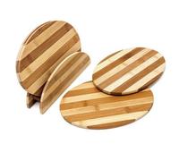 Relaxdays 10018876 Stand con Quattro Tovagliette, Legno di bambù, 25 X 5.5 X 18