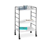 Relaxdays 10020476_48 Carrello per Cucina, Multiuso e Multi Funzione, 3 Ripiani, Personalizzabile, 32 X 47 X 72 cm, Giallo