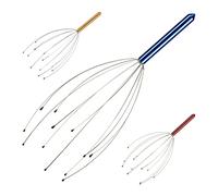 Relaxdays 10021336_45 Massaggiatore Testa, 12 Bracci con palline, per Massaggi al Cuoio Capelluto, Metallo, Blu