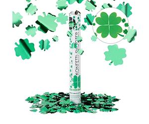 Relaxdays 10021773 Cannone Spara-Coriandoli, Verdi, Quadrifogli Portafortuna, 40 cm, Laurea, Capodanno