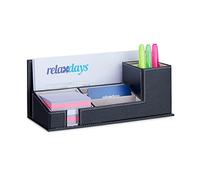 Relaxdays 10021947 Set da Scrivania Similpelle, Velluto, 7 Scomparti, Porta-Documenti, Porta-Penne Ufficio, HxLxP 11,5x25x12 cm, Nero