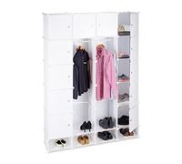 Relaxdays 10021977_49 Armadio Componibile, 18 Scomparti, Sistema a Incastro, Plastica, 145,145x200,3 cm, Bianco