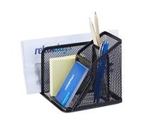 Relaxdays 10022478_46 Organizer da Scrivania con Porta-Foglietti & Porta-Lettere, Metallo, HxLxP: 6x38x30 cm, Nero