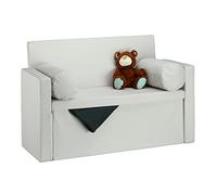 Relaxdays 10022872_550 Panca con Schienale Reclinabile, Cuscini, Pouf Contenitore per Ingresso, Corridoio, 75x115x47cm, Crema