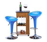 Relaxdays 10022889_45 Set 2 Sgabelli da Bar Altezza Regolabile, Girevoli, max. 120 kg in Metallo HxLxP: 88 x 44 x 40 cm, Blu