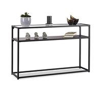 Relaxdays 10023143 Tavolino da Soggiorno in Vetro, Trasparente, Struttura in Metallo, 4 Gambe, HxLxP: 70,5x110x30 cm, Nero