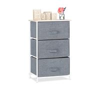 Relaxdays 10023328_469 Mobiletto con 3 Cassetti, Mobile Cassettiera, HxLxP: 73 x 45 x 30 cm, Tessuto, Metallo, Legno, Grigio, HLP 73x45x30 cm, Acciaio