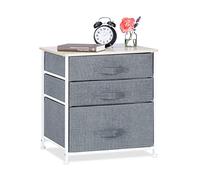 Relaxdays 10023328_491 Mobiletto con 3 Cassetti, Mobile Cassettiera, HxLxP: 53 x 48 x 40 cm, Tessuto, Metallo, Legno, Grigio 53x48x40 cm, Poliestere