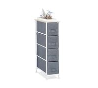 Relaxdays 10023328_492 Mobiletto con 4 Cassetti, Mobile Cassettiera, HxLxP: 76 x 20 x 48 cm, Tessuto, Metallo, Legno, Grigio 76x20x48 cm, Poliestere