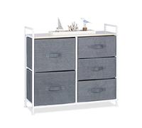 Relaxdays 10023328_530 Mobiletto con 5 Cassetti, Mobile Cassettiera, HxLxP: 77,5 x 83 x 29 cm, Tessuto, Metallo, Legno, Grigio, HLP, 5x83x29 cm, Poliestere