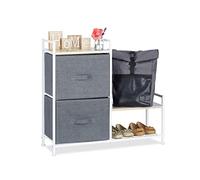 Relaxdays 10023328_815 Mobiletto con 2 Cassetti, Mobile Cassettiera, HxLxP: 76 x 84 x 29 cm, Tessuto, Metallo, Legno, Grigio, HLP 76x84x29 cm, Poliestere