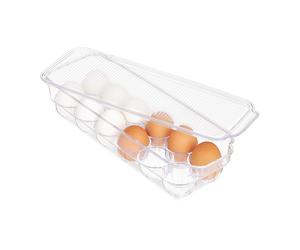 Relaxdays 10027910 Egg Holder, 12 Pieces, Box for Fridge, with Lid, Stackable, P