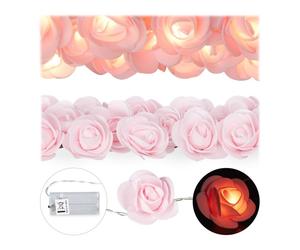 Relaxdays 10x Catena di rose a LED rosa