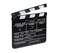Relaxdays 10x Ciak Professionale in Legno, Accessori da Regista e Feste a Tema Clapperboard Scrivibile, HxL 26 x 30 cm, Nero