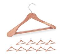 Relaxdays 10x Grucce Appendiabiti in Legno di Cedro, Set da 10, Protezione Antitarme Antiscivolo & Resistente, 45 cm, Naturale