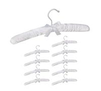 Relaxdays 10x Grucce Appendiabiti in Raso, in Set, Imbottite, Gancio Girevole a 360°, Fiocco Decorativo, 38 cm, Bianco