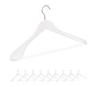 Relaxdays 10x Grucce Appendiabiti in Set, Spalle Larghe, Gancio Girevole a 360°, per Giacche, in Legno, Bianco