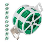 Relaxdays 10x Legacci per Piante da 50 m, Filo Plastificato, per Rampicanti & Fiori, Bobina con Cutter, Verde
