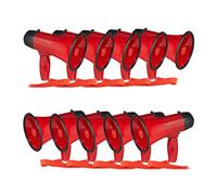 Relaxdays 10x Megafono per Tifosi, Altoparlante in Plastica per Feste e Stadio, 10 Watt, HxLxP: 21 x 13,5 x 22 cm, Rosso