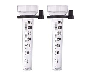 Relaxdays 10x Pluviometro in Set da 2, con Supporto, Misuratore Pioggia da Giardino Quadrante 35 mm/m² Plastica, Trasparente