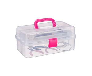 Relaxdays 10x Scatole in plastica trasparente rosa