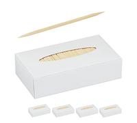 Relaxdays 10x Set da 5000 Stuzzicadenti in Legno, Stecchini Sottili, Igiene Dentale, Bricolage, Bastoncini, 6,5 cm, Naturale