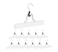 Relaxdays Grucce in Legno con Morsetto, 12 Stampelle Gancio Girevole a 360° Rivestimento in Feltro, 17x25x2,3 cm, Bianco