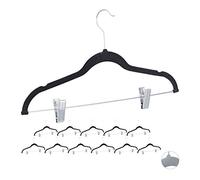 Relaxdays 12x Grucce in Velluto con Pinze, Set da 12, Gancio Girevole a 360°, per Pantaloni e Camicie, Antiscivolo, 43 cm, Nere