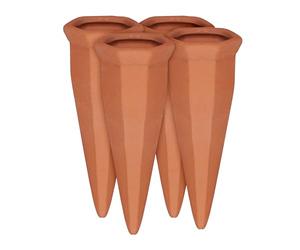 Relaxdays 12x Irrigatori in Argilla per Vasi, Set Innaffiatori per Piante, per Bottiglie di Vino e Pet, Terracotta