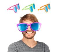 Relaxdays Set 12x Occhiali Da Festa, Lenti Blu XXL, Accessorio Per Travestimenti, Carnevale, L: 25 cm, Plastica, Diversi Colori